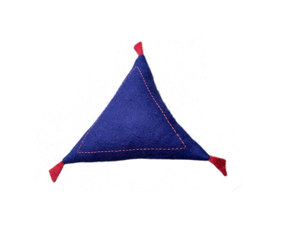  Triangle Shaped Woolen Blue Cushion 
