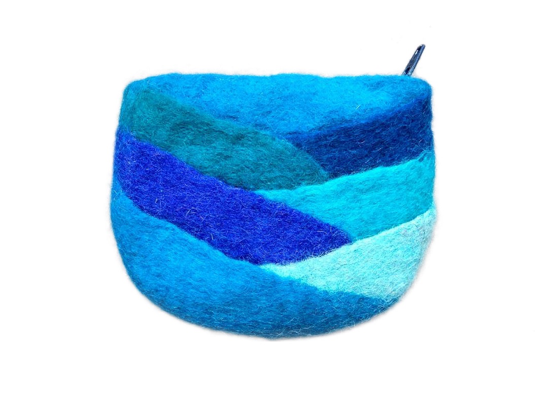 Artisan Handcrafted Azure Woolen Bag
